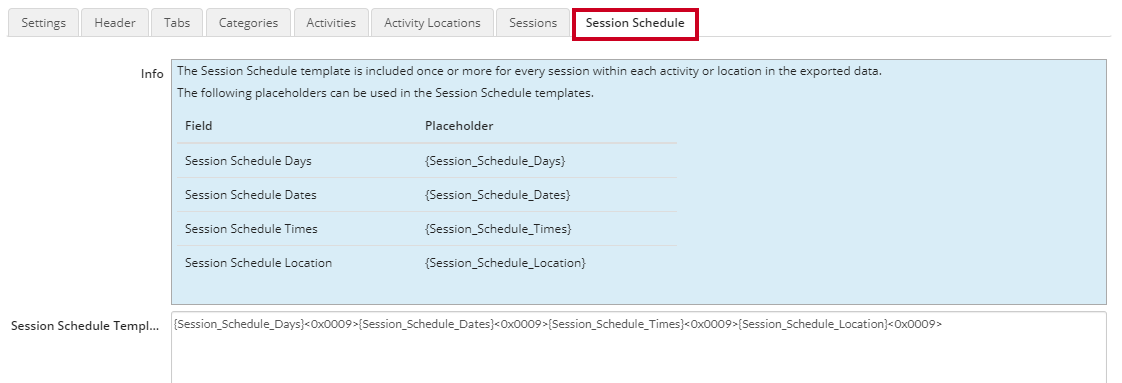session schedule