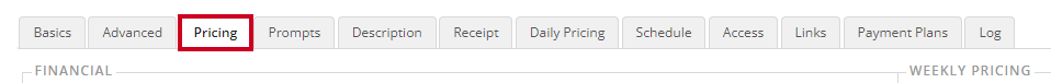 Pricing Tab