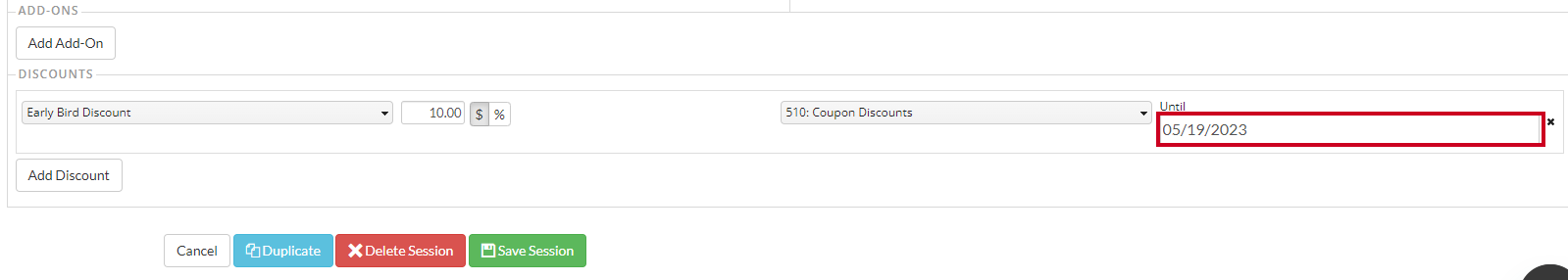 discount end date