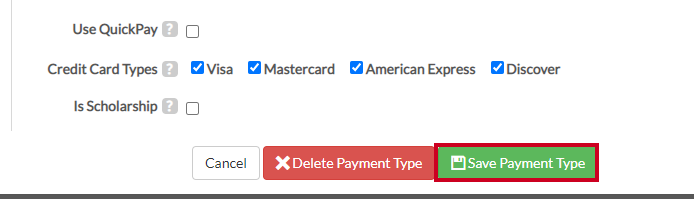 Save Payment Type