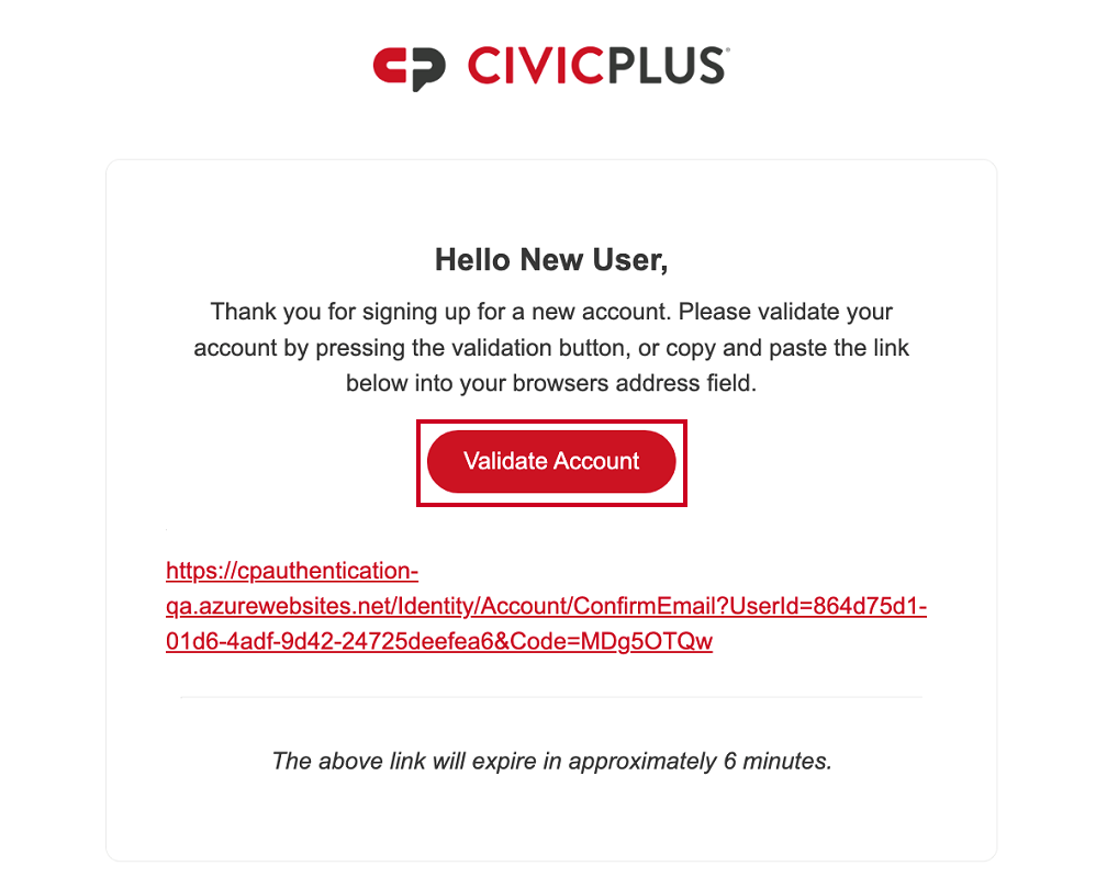 new account validation