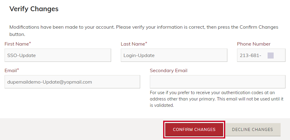 confirm changes