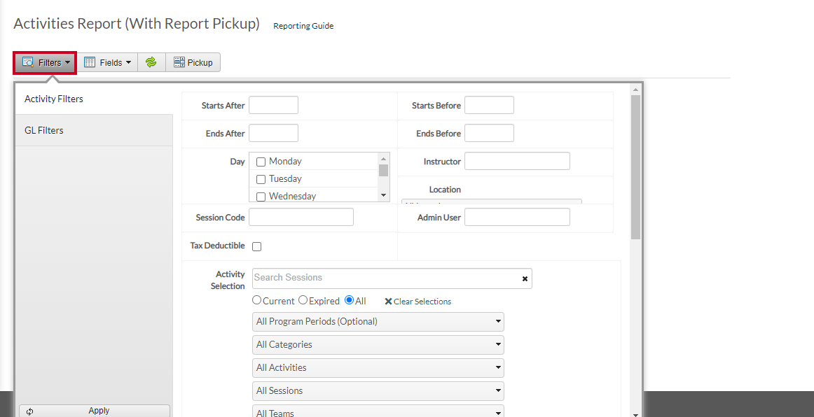 select filters