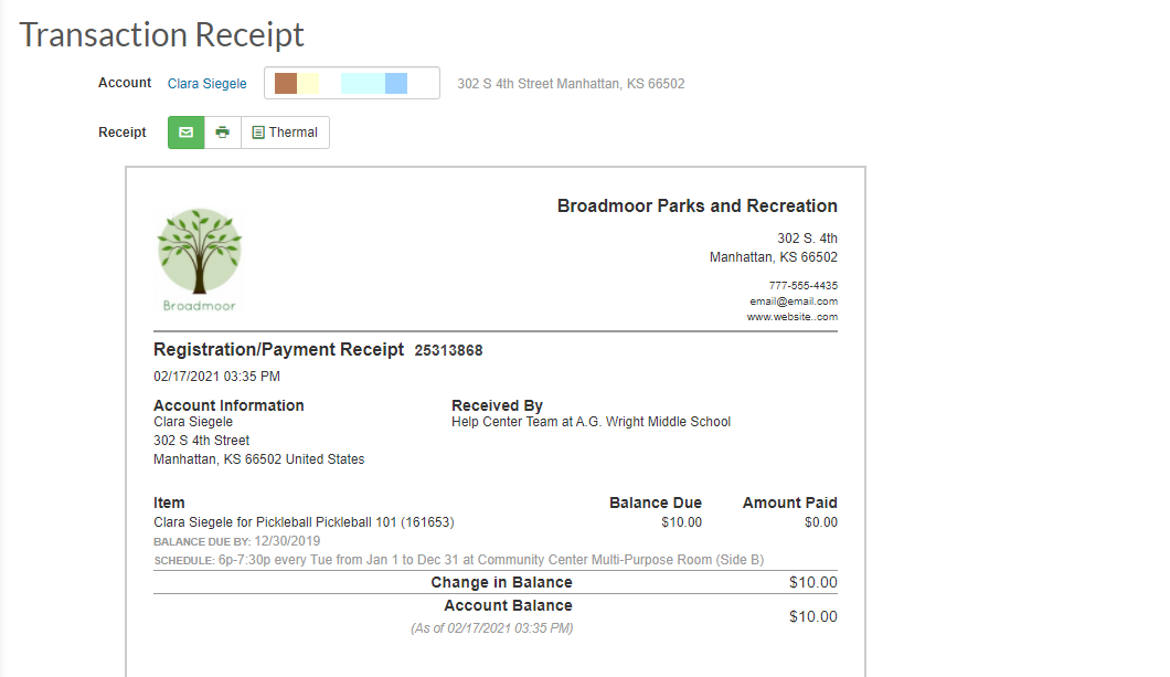transaction receipt