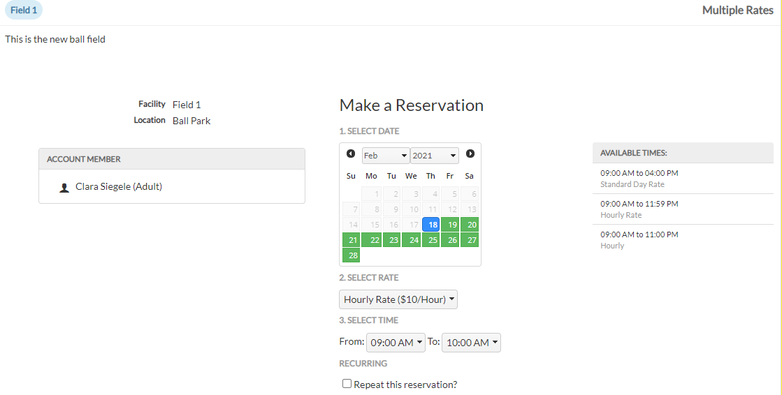 reservation options