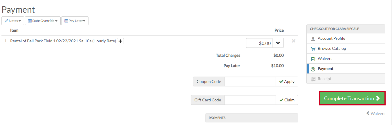 complete transaction