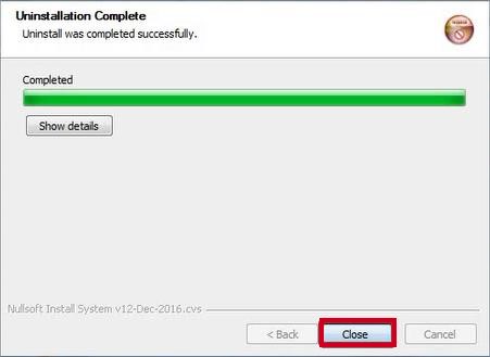 select close after uninstalled