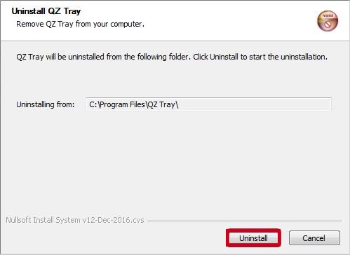 select uninstall to uninstall tray app
