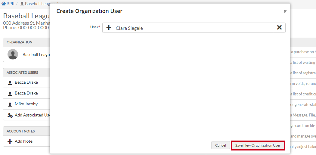 save new org user
