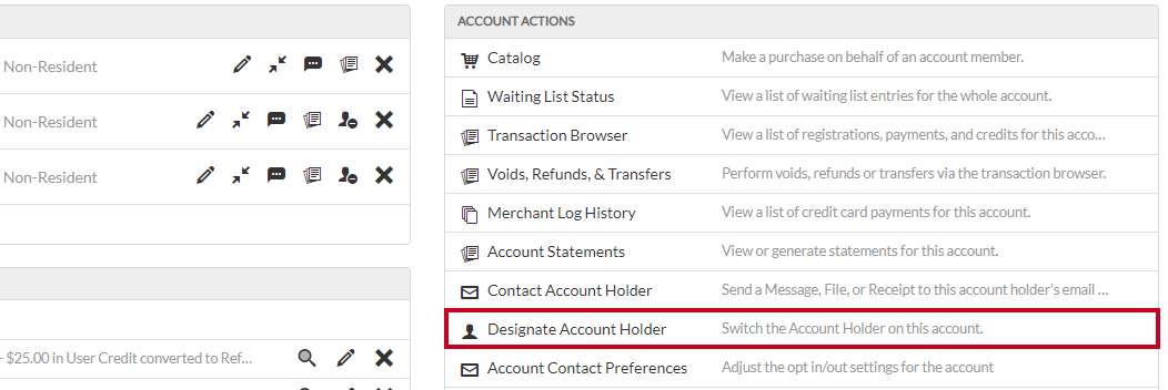 designate account holder