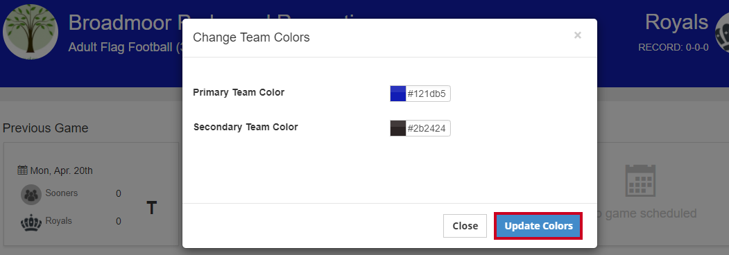 update colors