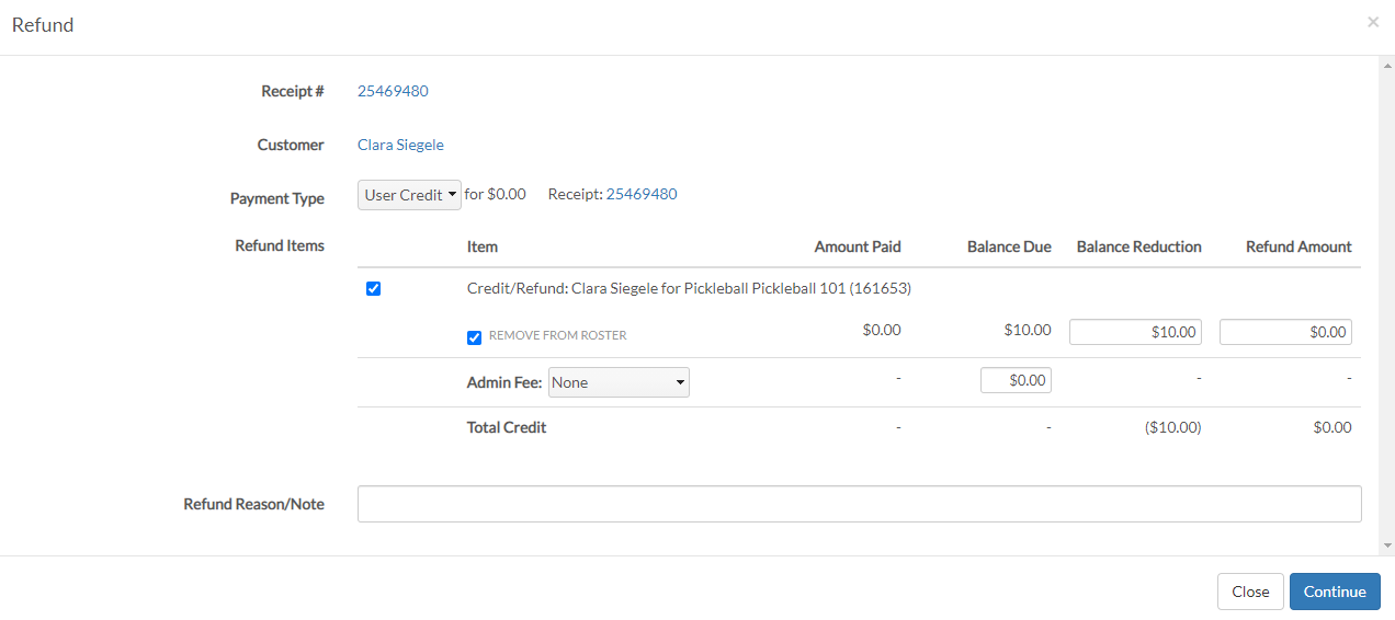 refund details