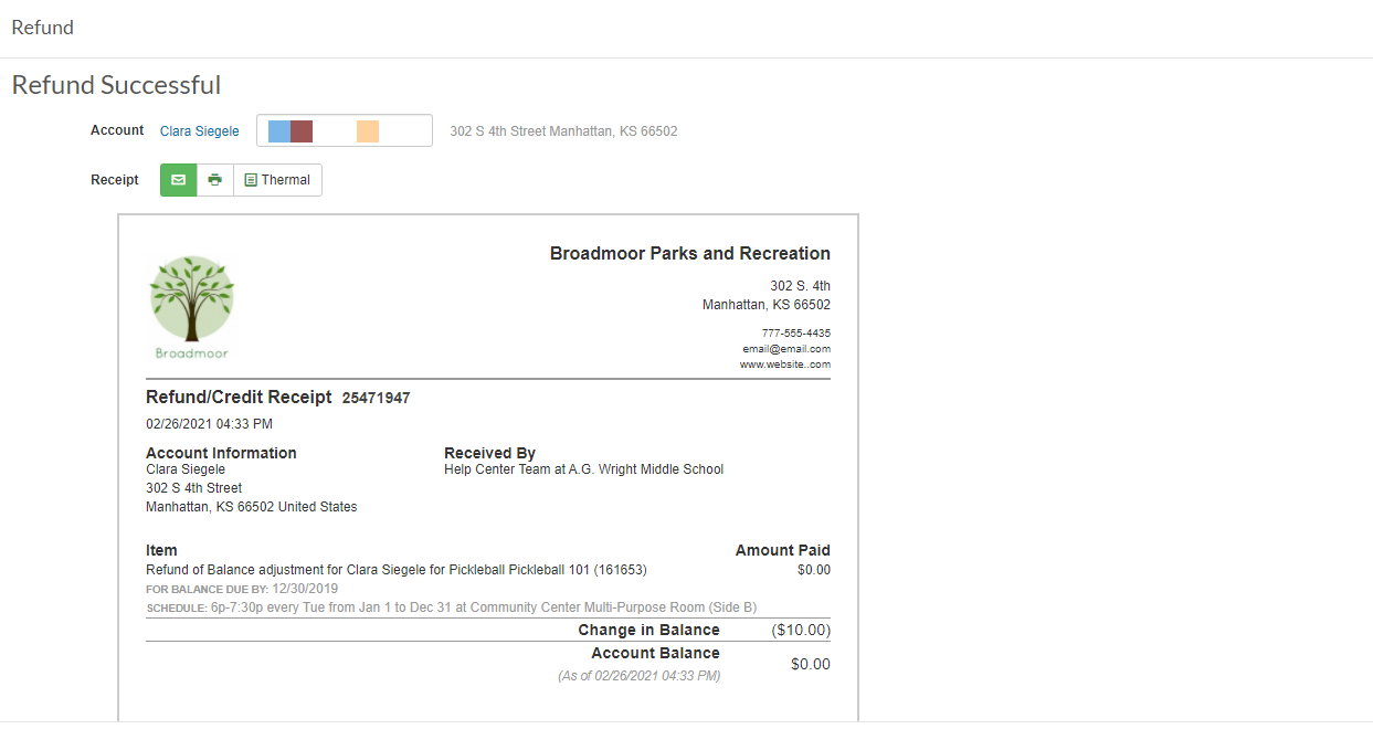 refund receipt