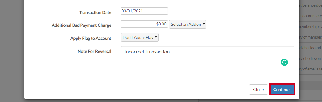 continue bad payment