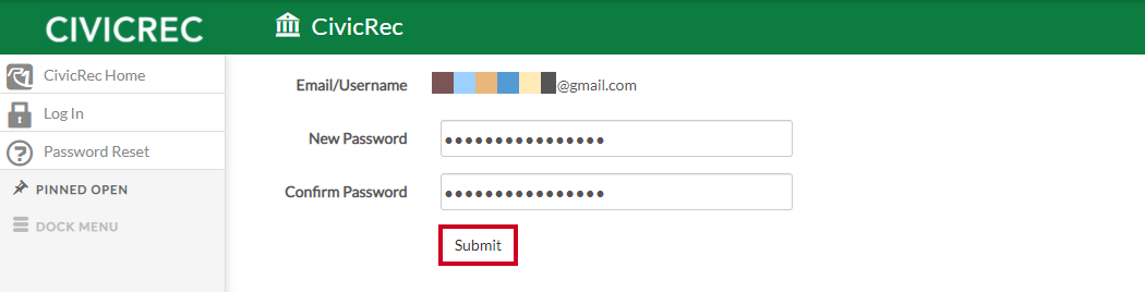 submit new password