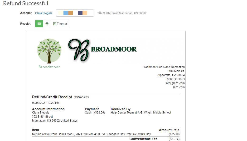 refund receipt