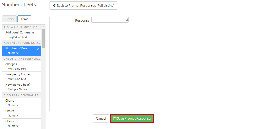 save prompt response