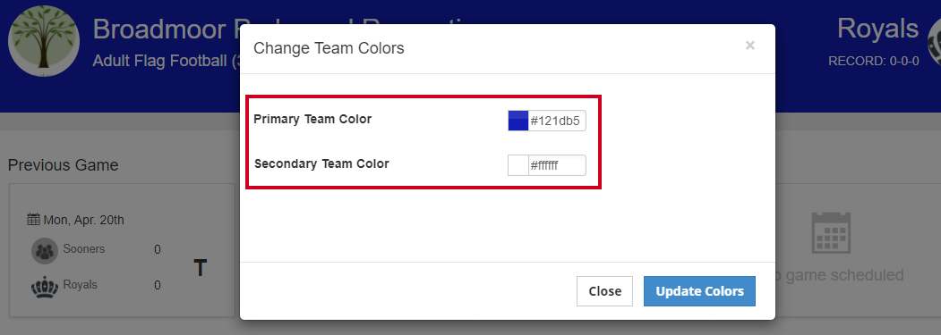 team colors