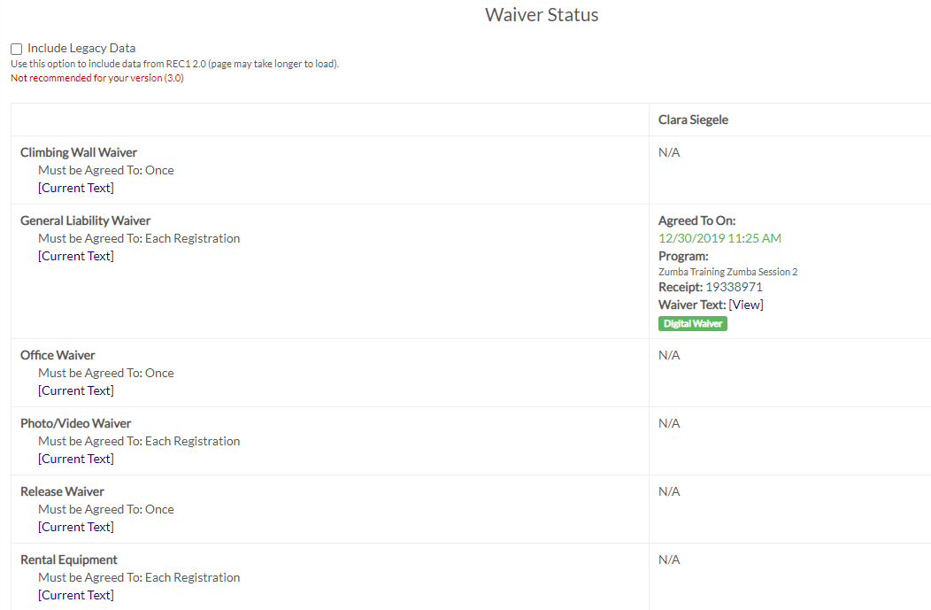 waiver status