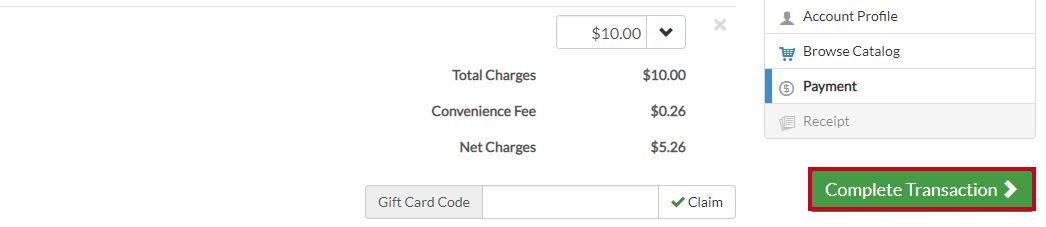 click the complete transaction button