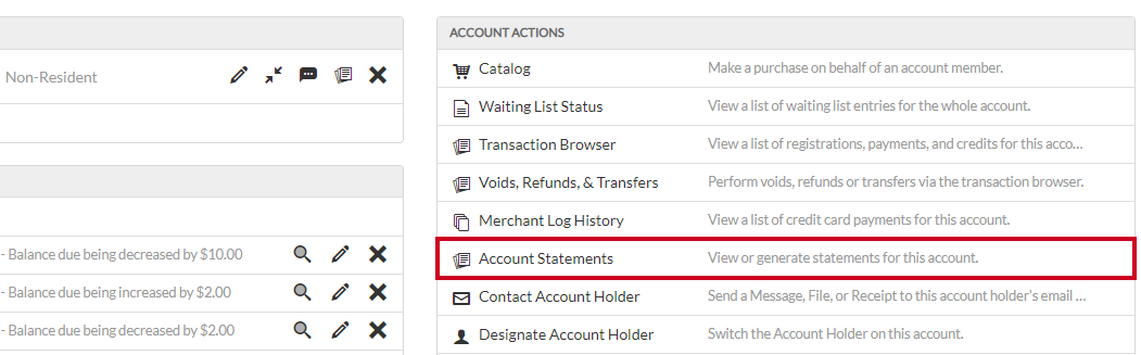 account statements