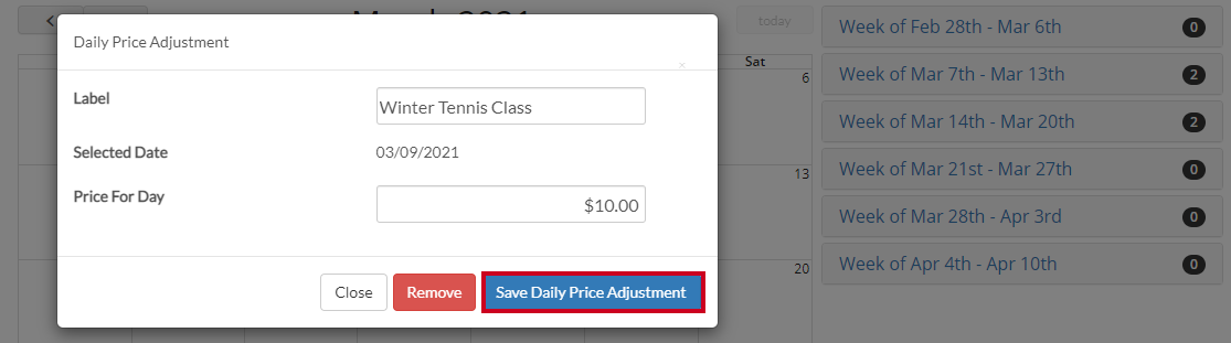 save daily price adjustment