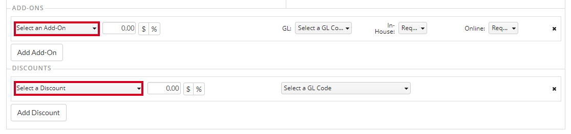 select add on or discount