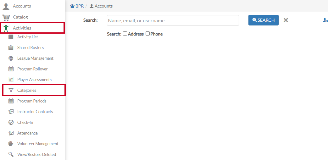 activities categories