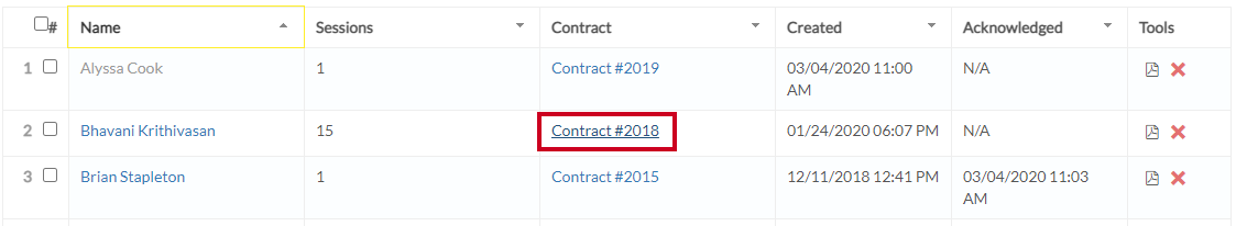 contract number