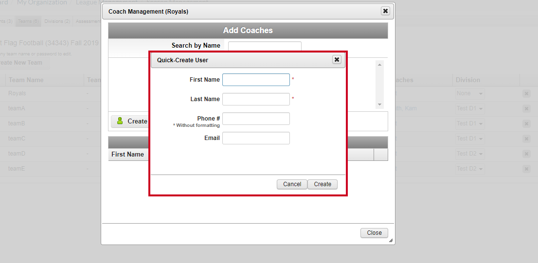 quick create user