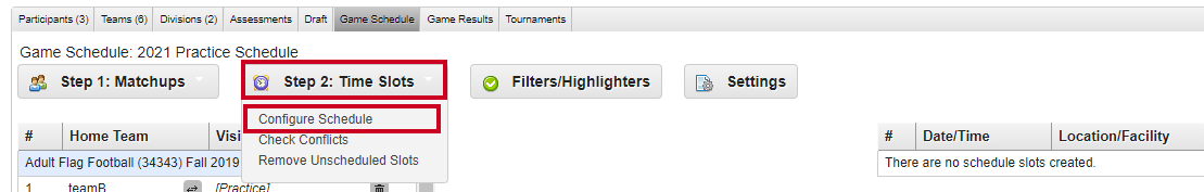 step 2-configure schedule