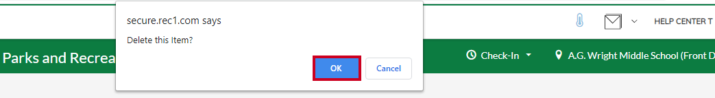 ok to delete item
