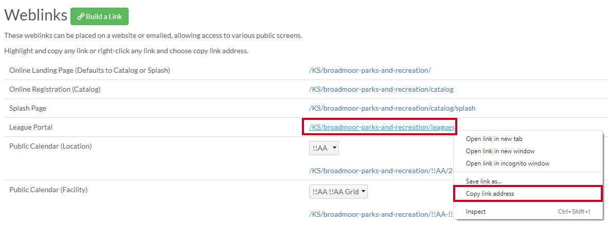 copy link address