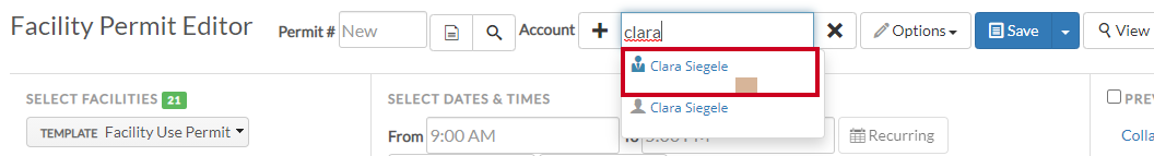 select account