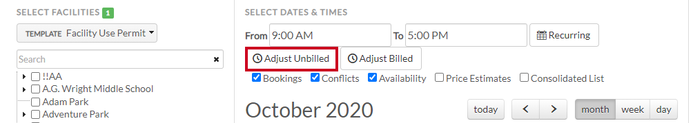 adjust unbilled