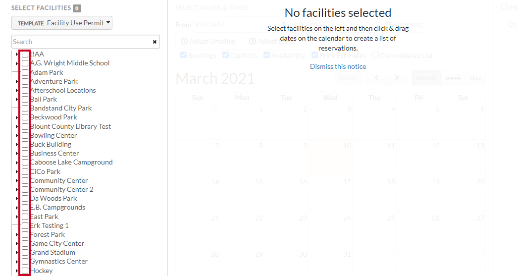 select locations facilities
