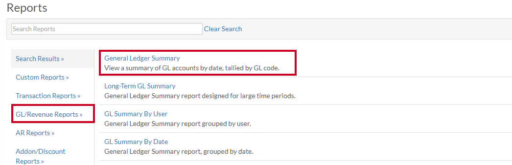 gl summary report