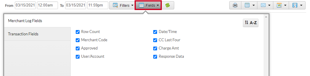 merchant log fields