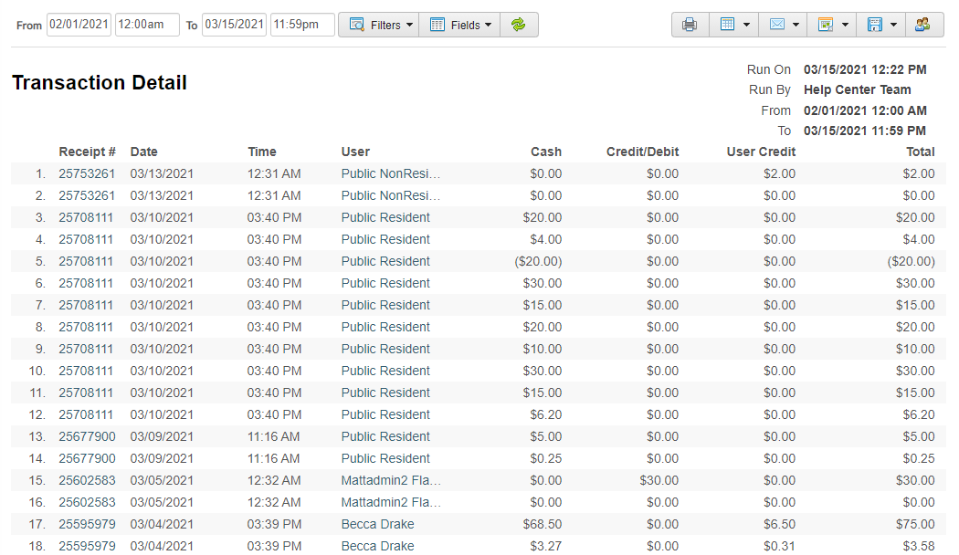 view transaction detail report