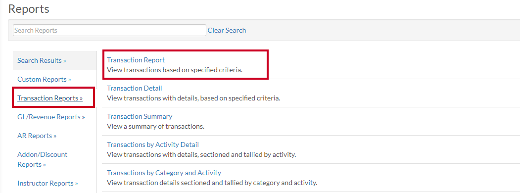 transaction - transaction report