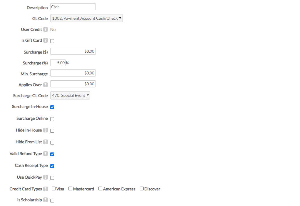 edit payment type fields