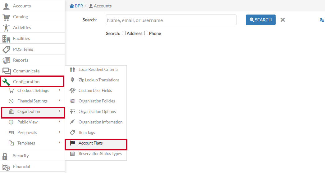 configuration - account flags