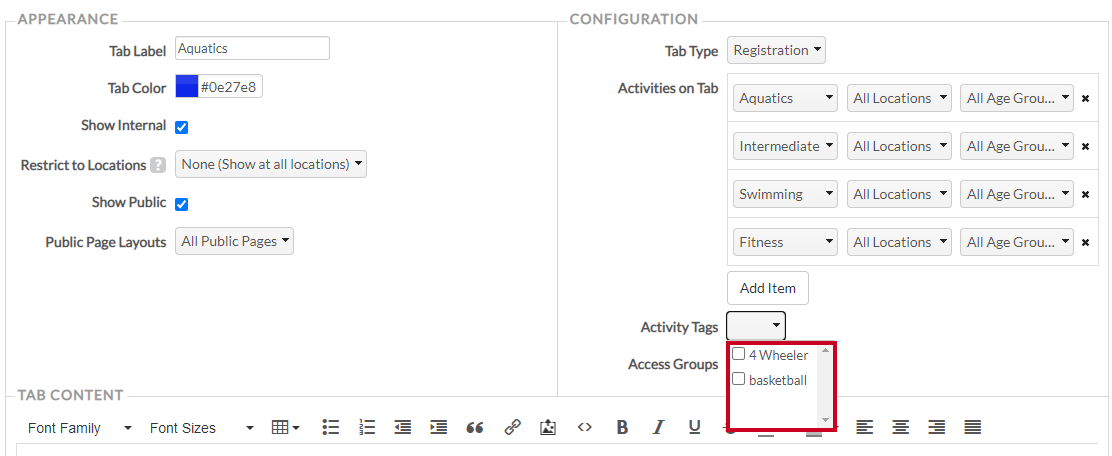 activity tags