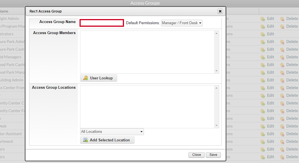 access group name