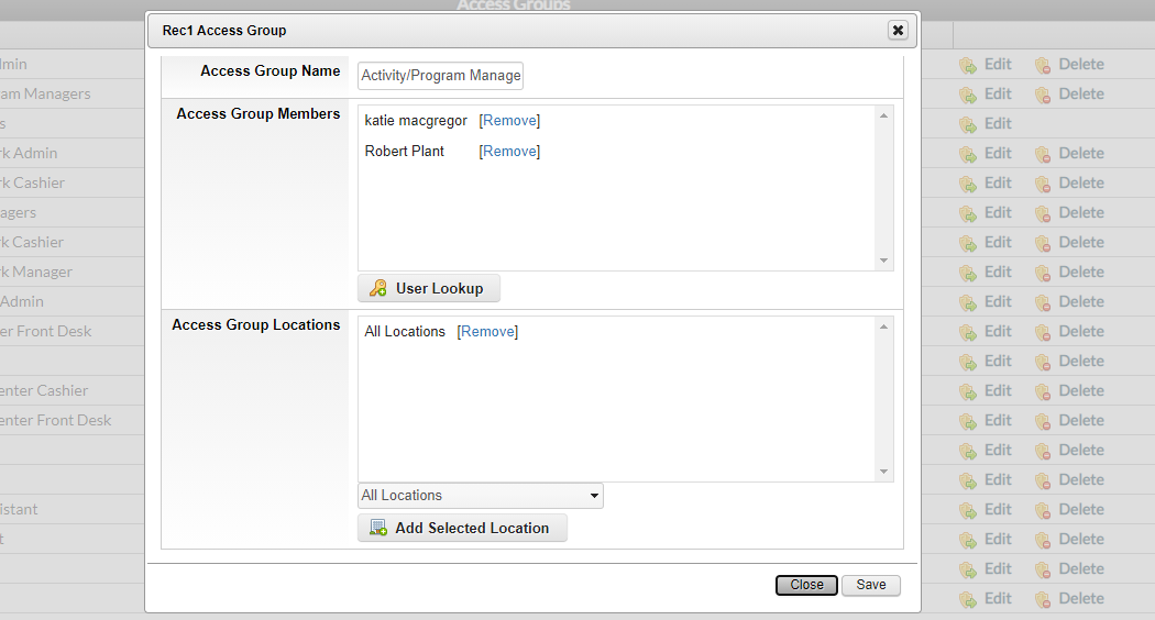 edit access group