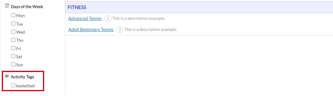 activity tags on catalog