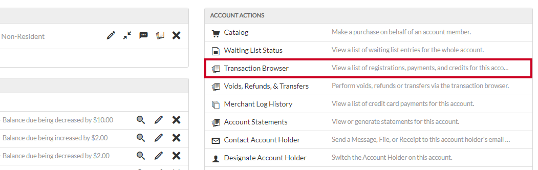 transaction browser