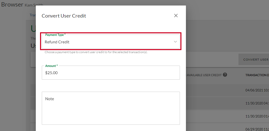 payment type