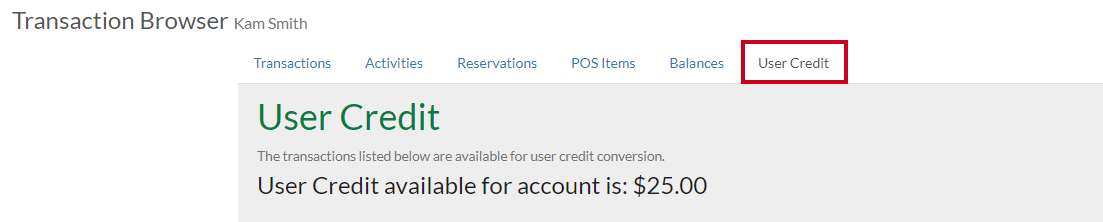 user credit