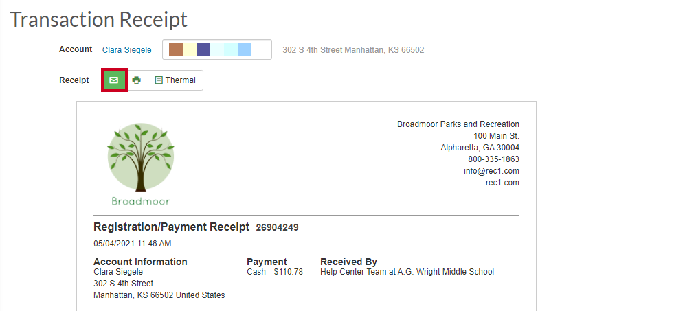 email receipt